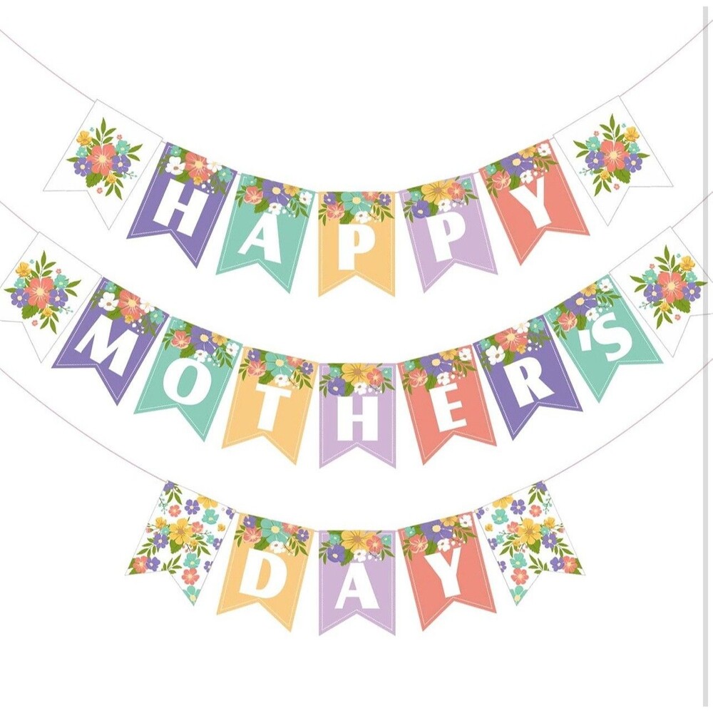 Happy Moms Day Banner, Hanging Swirls Decorations, cake toppers, 15 Balloons